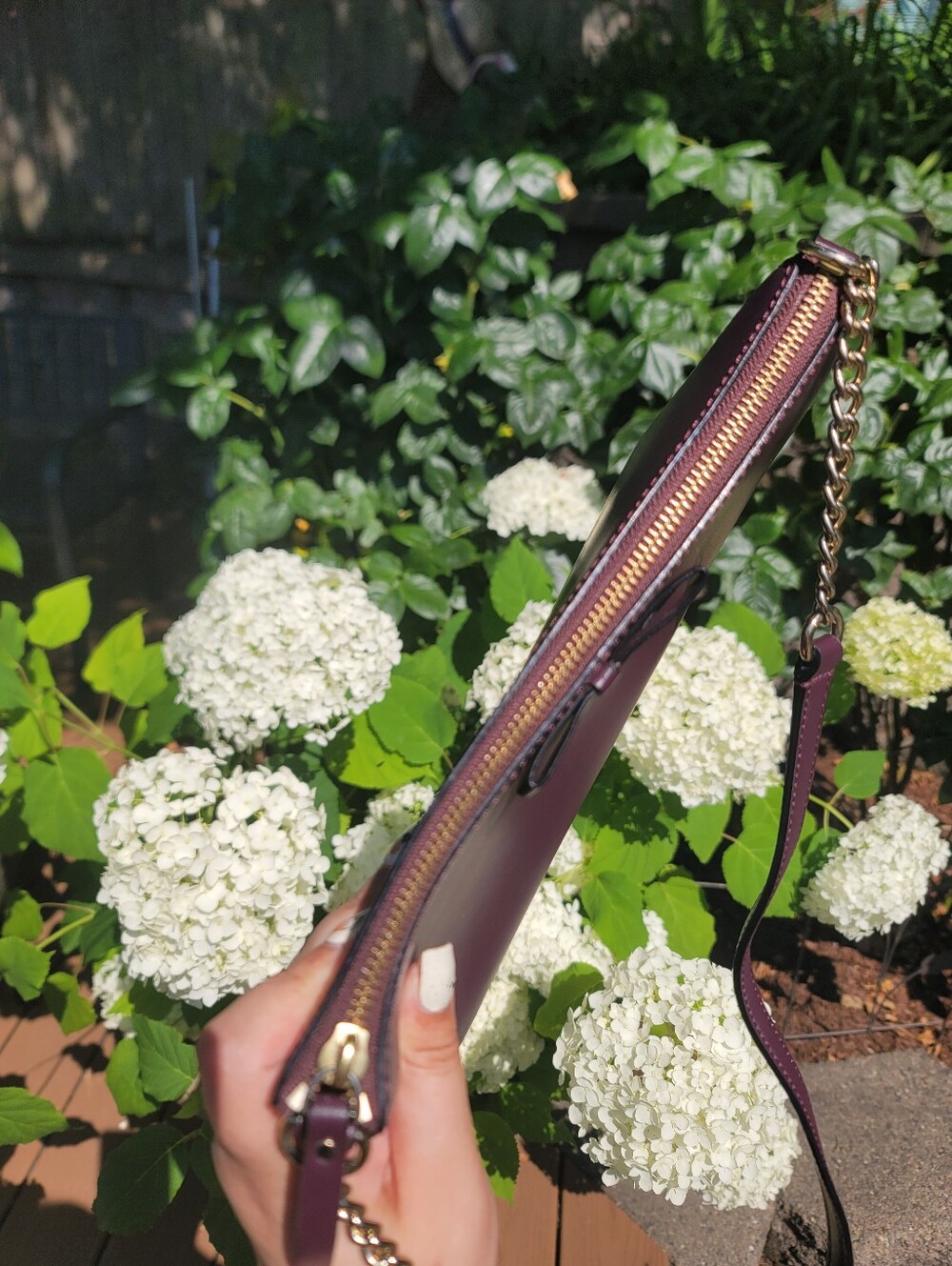 kate spade Plum Leather Crossbody with Gold Chain Strap and Bow - Picture 4 of 10